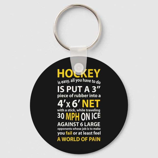 Fun Hockey Quote Hockey Is Easy Gift For Men Women Keychain (Front)