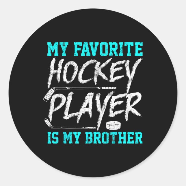 Fun Hockey Tee  Brother  Novelty Gift Sibling Classic Round Sticker (Front)