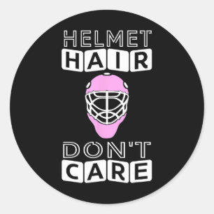 Fun Hockey  Women Pink Helmet Goalie Mask Gift Tee Classic Round Sticker