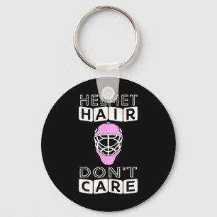 Fun Hockey Women Pink Helmet Goalie Mask Gift Tee Keychain