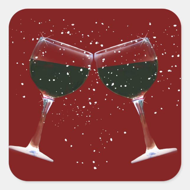 Fun Holiday Wine Toasting Glasses Stickers (Front)