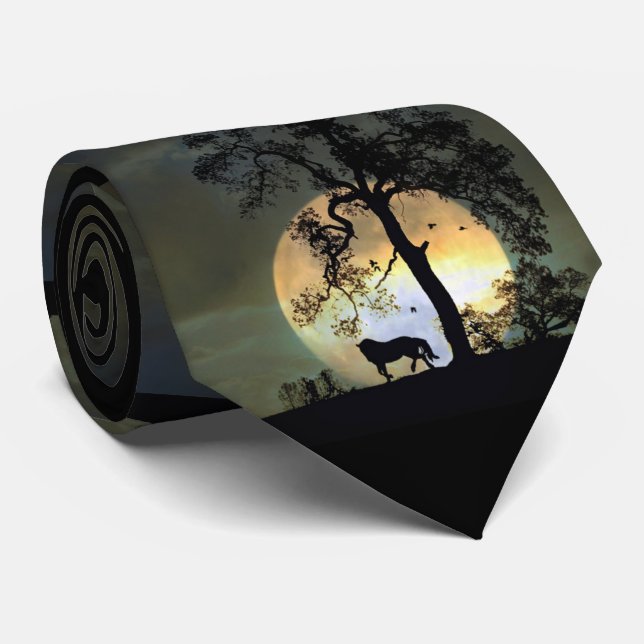 Fun Horse and Moon Neck Tie (Rolled)