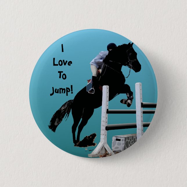 Fun Horse Jumper 2 Inch Round Button (Front)