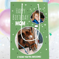 Fun Horse Mom Birthday Thought Bubble Photo Green
