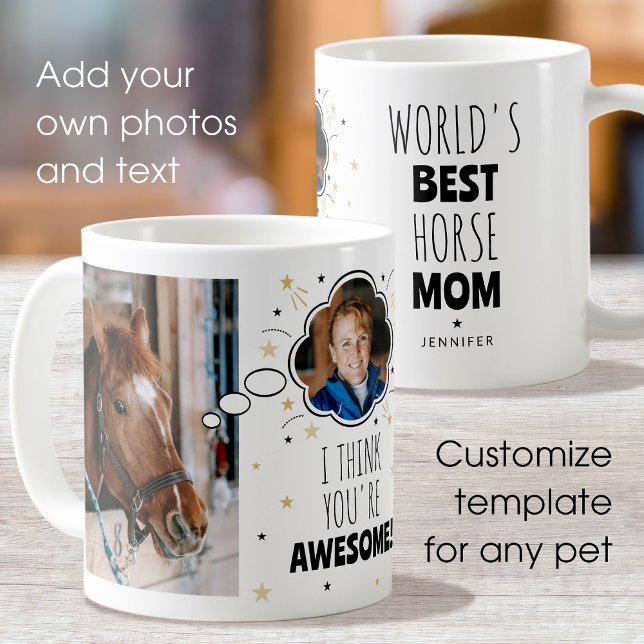 Fun Horse Mom Thought Bubble Any Pet Photo Coffee Mug (Creator Uploaded)