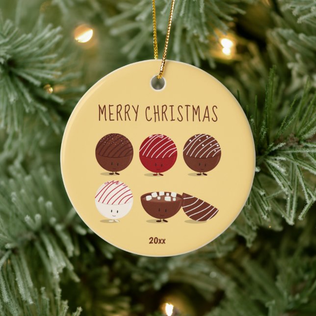 Fun Hot Chocolate Bomb Christmas Ceramic Ornament (Tree)