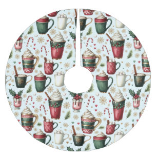 Fun Hot Christmas Holiday Drinks Christmas Pattern Brushed Polyester Tree Skirt