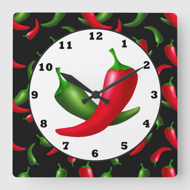 Fun Hot peppers kitchen wall clock (Front)