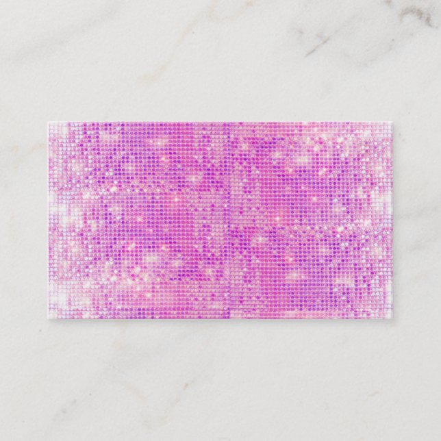 Fun Hot Pink and Purple Sparkly Sequins Business Card (Front)