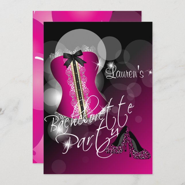 Fun Hot Pink Bachelorette Party Invitation (Front/Back)