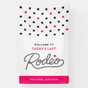 Fun Hot Pink Her Last Rodeo Bachelorette Party Banner