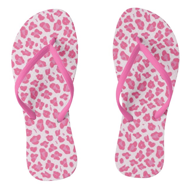 Fun Hot Pink Leopard Print Flip Flops (Footbed)