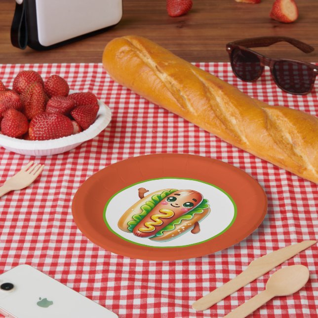 Fun hotdog lovers party paper plate (Picnic)