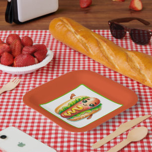 Fun hotdog lovers party paper plates