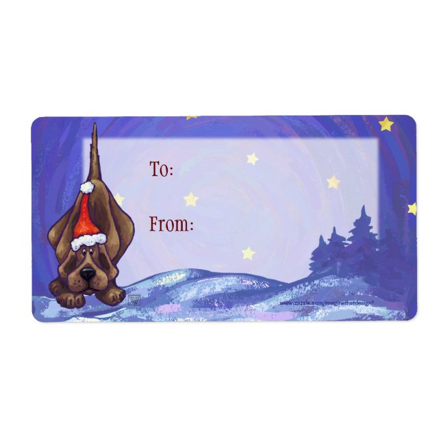 Fun Hound Chien Art Noël Étiquette cadeau de Noël (Devant)