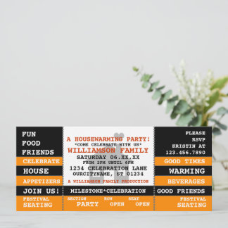 Fun Housewarming Ticket Style Invitation