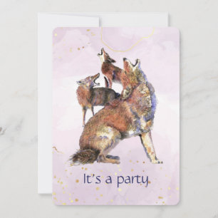 Fun Howling Good Time Coyote Birthday Party Invitation