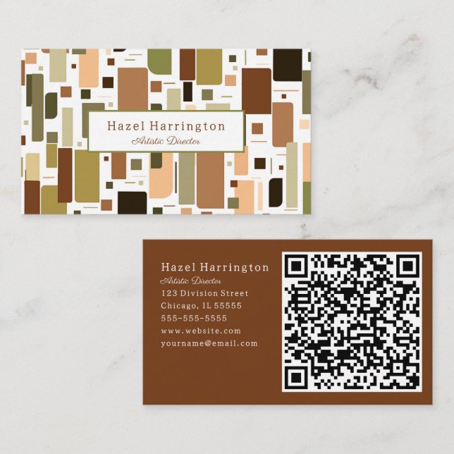 Fun HQ Code Retro Business Card Mid Century Modern (Front/Back)