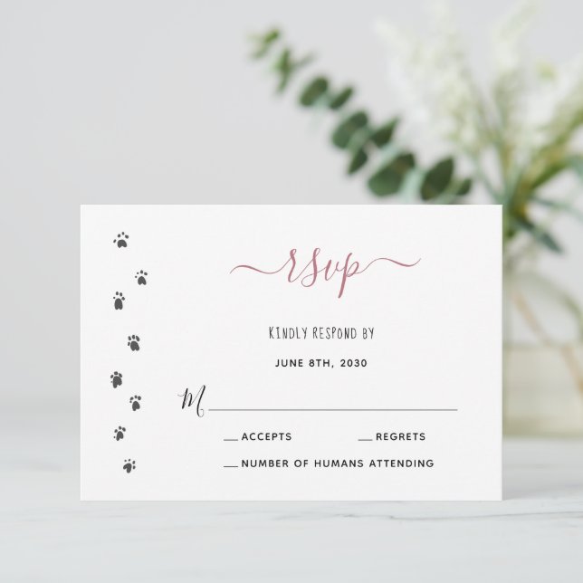 Fun Humans Getting Married Custom Pet Wedding RSVP Card (Standing Front)