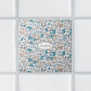 Fun humor blue mum tile