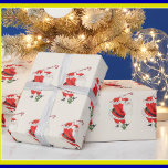 Fun Humor Retro Santa Plays Golf  Wrapping Paper<br><div class="desc">And a unique and special gift wrap -- your retro Santa Claus plays golf by swinging at the ornament with his candy cane club.  Have fun wrapping! Should you have any design questions or a special request,  please send an email to: charmdesignstudio@rcn.com</div>