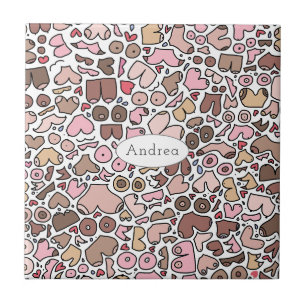 Fun humour neutral breast pattern tile