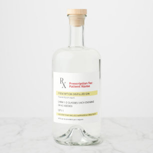 Fun Humour Novelty Rx Prescription Spoof Liquor Bo Bottle Label