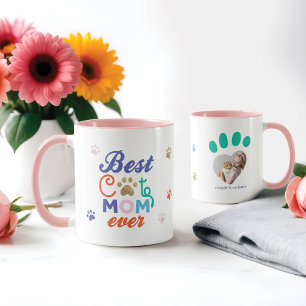 Fun Humourous Best Cat Mom Ever Personalized Photo Mug
