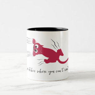 Fun Humourous Red Cat Scratching Cartoon Script Two-Tone Coffee Mug