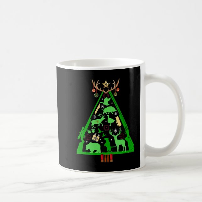 Fun Hunting Deer and Elk Hunter Christmas Tree Hun Coffee Mug (Right)