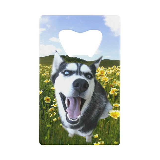 Fun Husky Chien en Fleurs sauvages Portefeuille Bo (Devant)