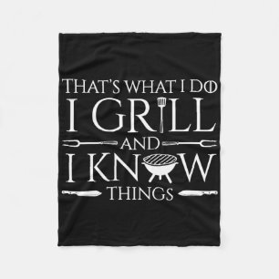 Fun I Grill And Know Things Meat Lover Rbecue Dad Fleece Blanket