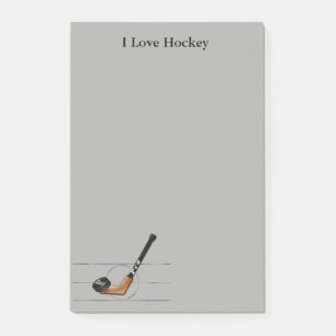 Fun "I love Hockey" "10x6" "post it notes" w/puck Post-it Notes
