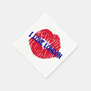 Fun "I Love London" red lipstick kiss subway sign, Napkin