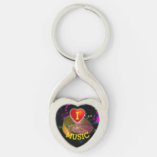 Fun I Love Music with Heart and Pan Keychain