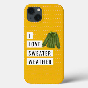 Fun I Love Sweater Weather White Polka Dots Gold iPhone 13 Case