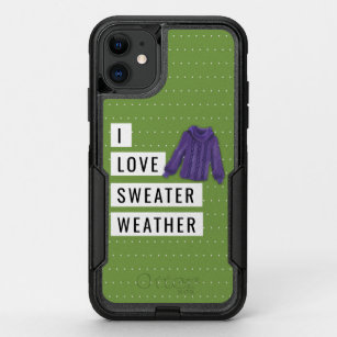 Fun I Love Sweater Weather White Polka Dots Green OtterBox Commuter iPhone 11 Case