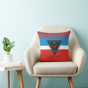 FUN - I SEE YOU 3 glasses triangle Throw Pillow