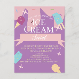 Fun Ice Cream Cone Social Flyers Invitation Postcard