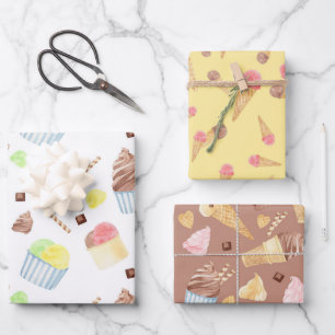 Fun Ice Cream Cones Summer Food Colorful Wrapping Paper Sheet