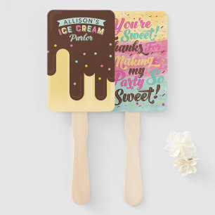 Fun Ice Cream Lemon Popsicle Treat Birthday Party Hand Fan