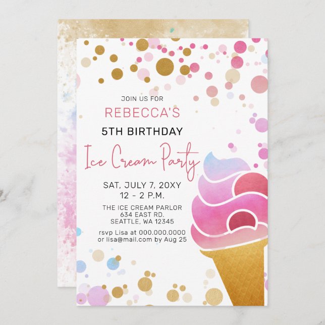 Fun Ice cream party Birthday invitation (Front/Back)