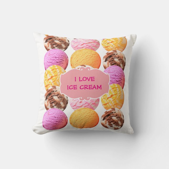 Fun Ice Cream Theme Throw Pillow (Front)