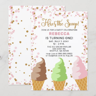 Fun Ice crème party Anniversaire invitation