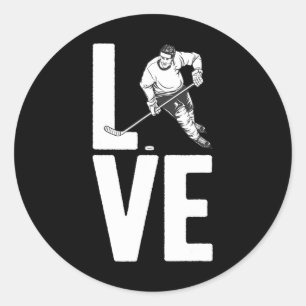 Fun Ice Hockey Art For Men Women Sport Ice Hockey  Classic Round Sticker
