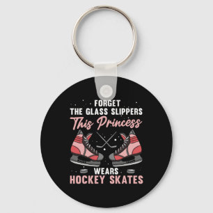 Fun Ice Hockey Art For Women Girls Ice Hockey Play Keychain