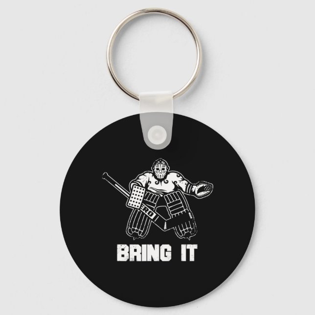 Fun Ice Hockey Player Gift Goalie Apparel Graphic  Keychain (Front)