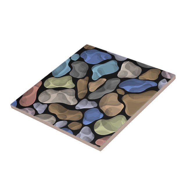 Fun illustration of stones for bathroom Colourful Tile (Side)