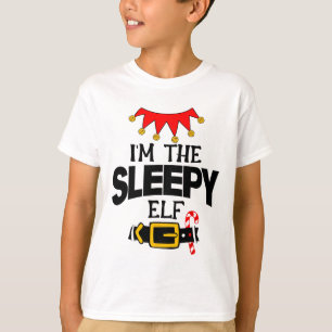 Fun Im The Sleepy Elf Costumes Christmas Family Ma T-Shirt