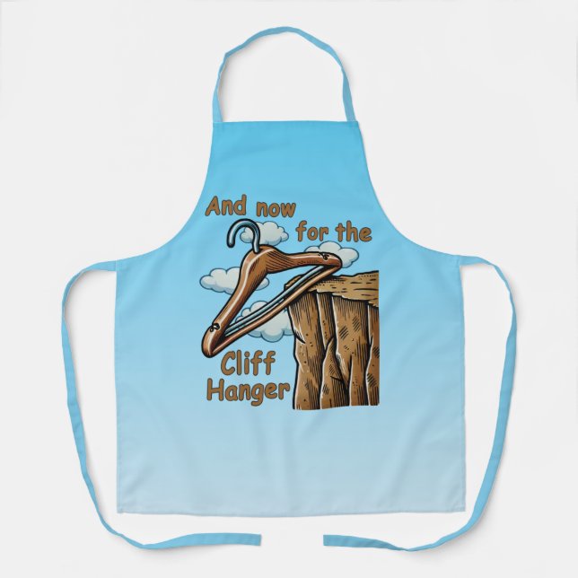 Fun Image of Cliff Hanger with Playful Wordplay Apron (Front)